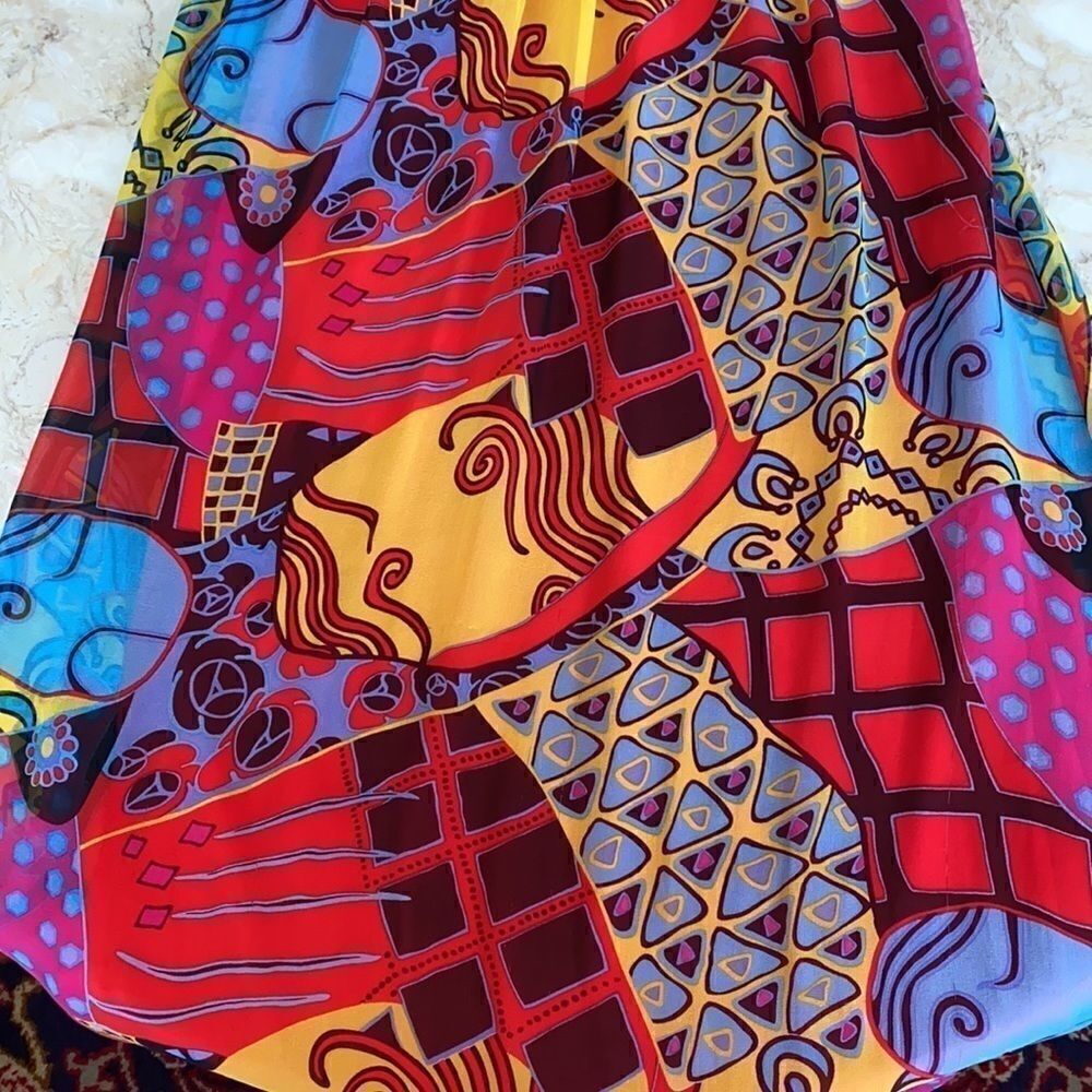 Sue Wong Beaded Printed Silk Chiffon Maxi Dress - Picture 14 of 15